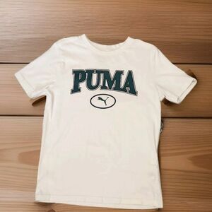 Puma Youth Boys Logo Graphic T Shirt Size Medium 10-12 , Light Cream, pre-owned